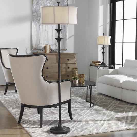 Brazoria Floor Lamp by Uttermost. Made from polyester, steel in a traditional style.