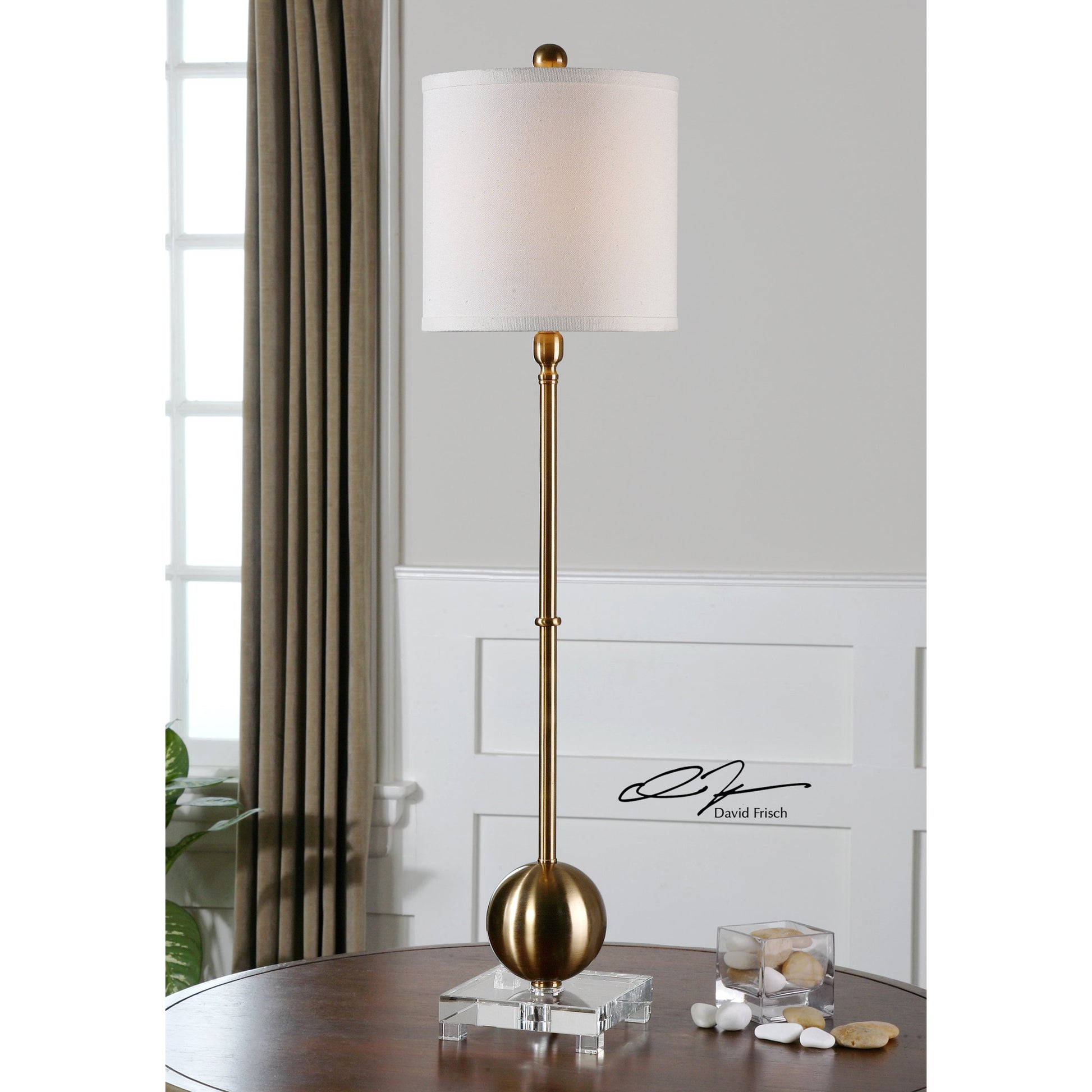 Laton Brass Buffet Lamp by Uttermost. Made from metal, crystal in a modern style.