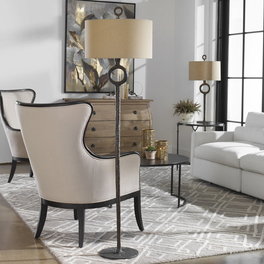 Ferro Cast Iron Floor Lamp by Uttermost in iron. Made from cast iron in a modern style.