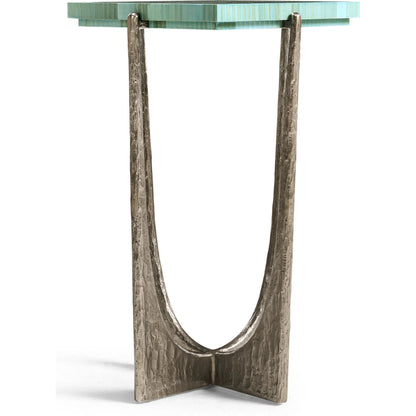 Seaglass Martini Table by Jonathan Charles in blue and blue straw. Made from stainless steel, plywood, straw in a eclectic & global style.