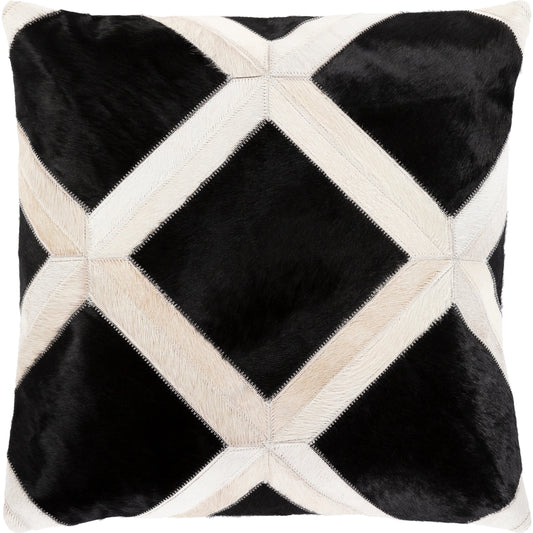 Lana Pillow - 32061 by Surya in black, beige. Made from 100% hair on hide, 80% polyester, 20% cotton in a modern style.