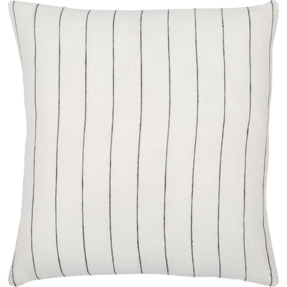 Linen Stripe Buttoned Pillow - 32436 by Surya in white, black. Made from 100% linen in a cottage & farmhouse style.