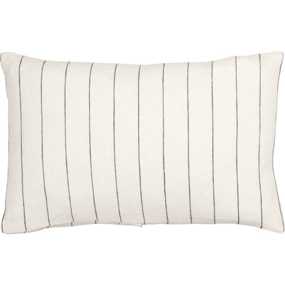 Linen Stripe Buttoned Pillow - 32436 by Surya in white, black. Made from 100% linen in a cottage & farmhouse style.
