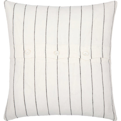 Linen Stripe Buttoned Pillow - 32436 by Surya in white, black. Made from 100% linen in a cottage & farmhouse style.