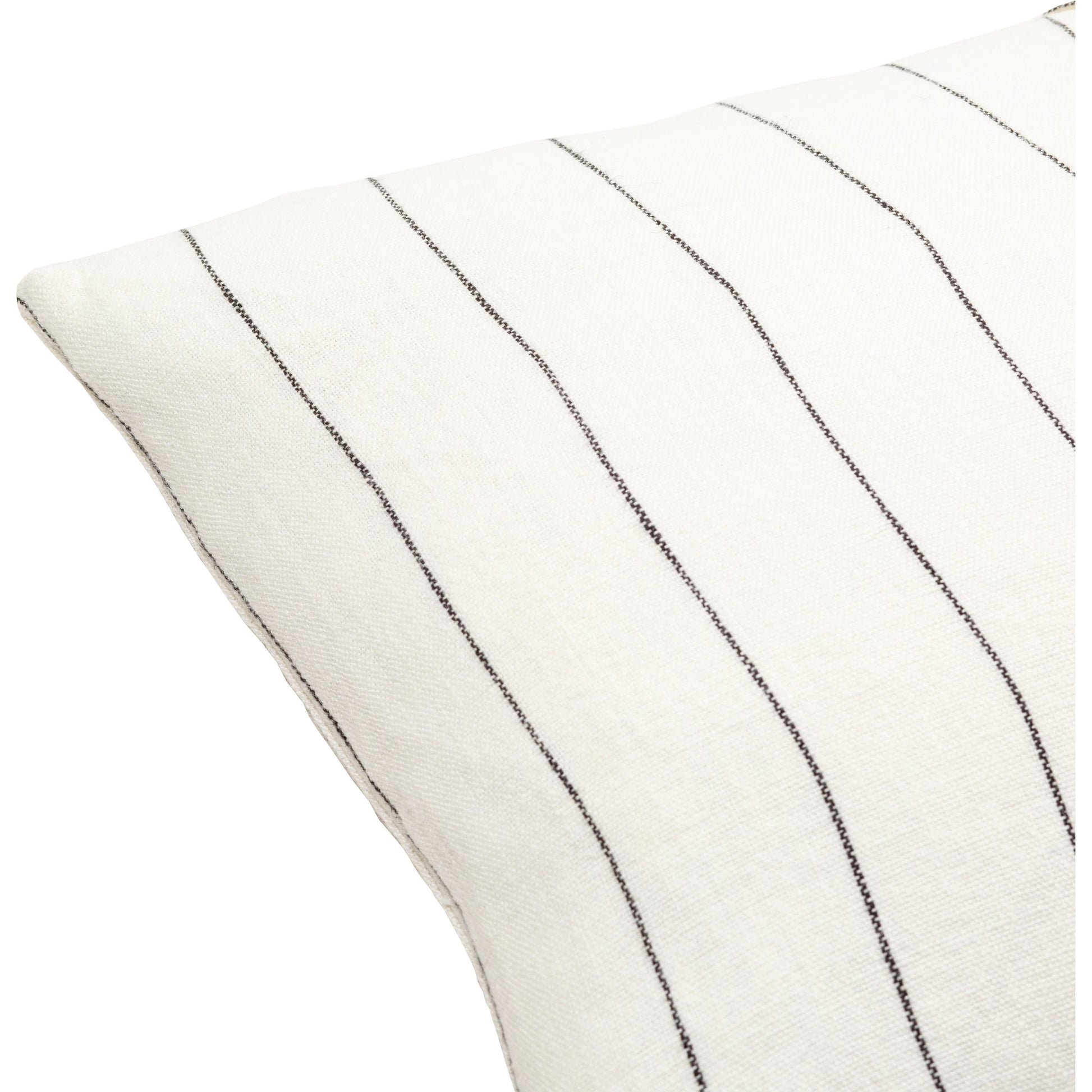 Linen Stripe Buttoned Pillow - 32436 by Surya in white, black. Made from 100% linen in a cottage & farmhouse style.