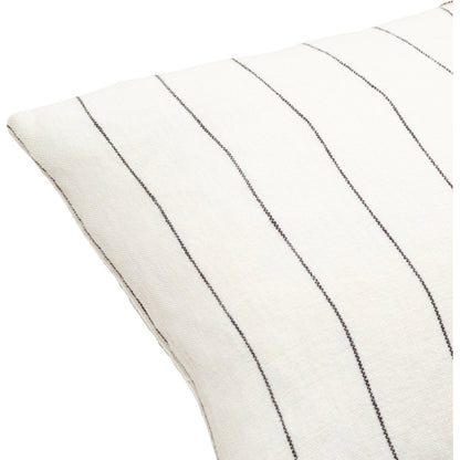 Linen Stripe Buttoned Pillow - 32436 by Surya in white, black. Made from 100% linen in a cottage & farmhouse style.