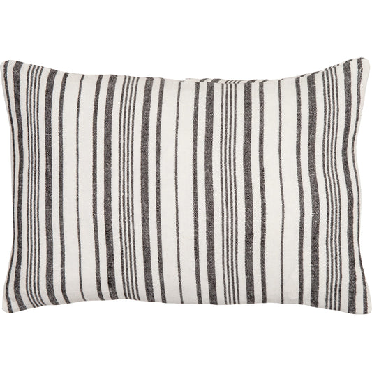 Linen Stripe Buttoned Pillow - 28950 by Surya in cream, black. Made from 100% linen in a unique style.
