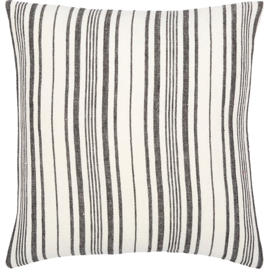 Linen Stripe Buttoned Pillow - 28950 by Surya in cream, black. Made from 100% linen in a unique style.
