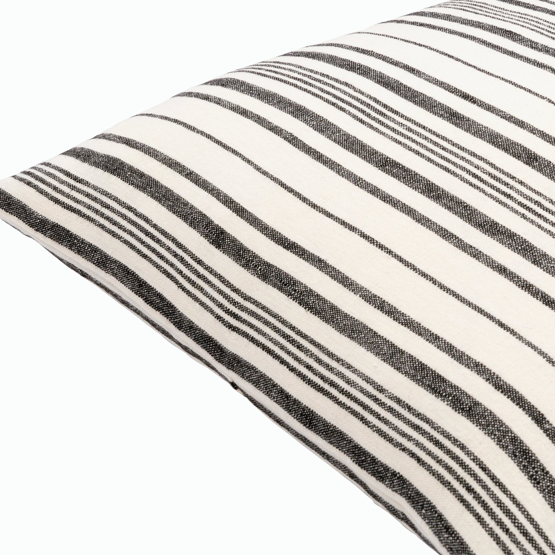 Linen Stripe Buttoned Pillow - 28950 by Surya in cream, black. Made from 100% linen in a unique style.