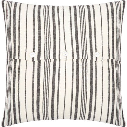 Linen Stripe Buttoned Pillow - 28950 by Surya in cream, black. Made from 100% linen in a unique style.