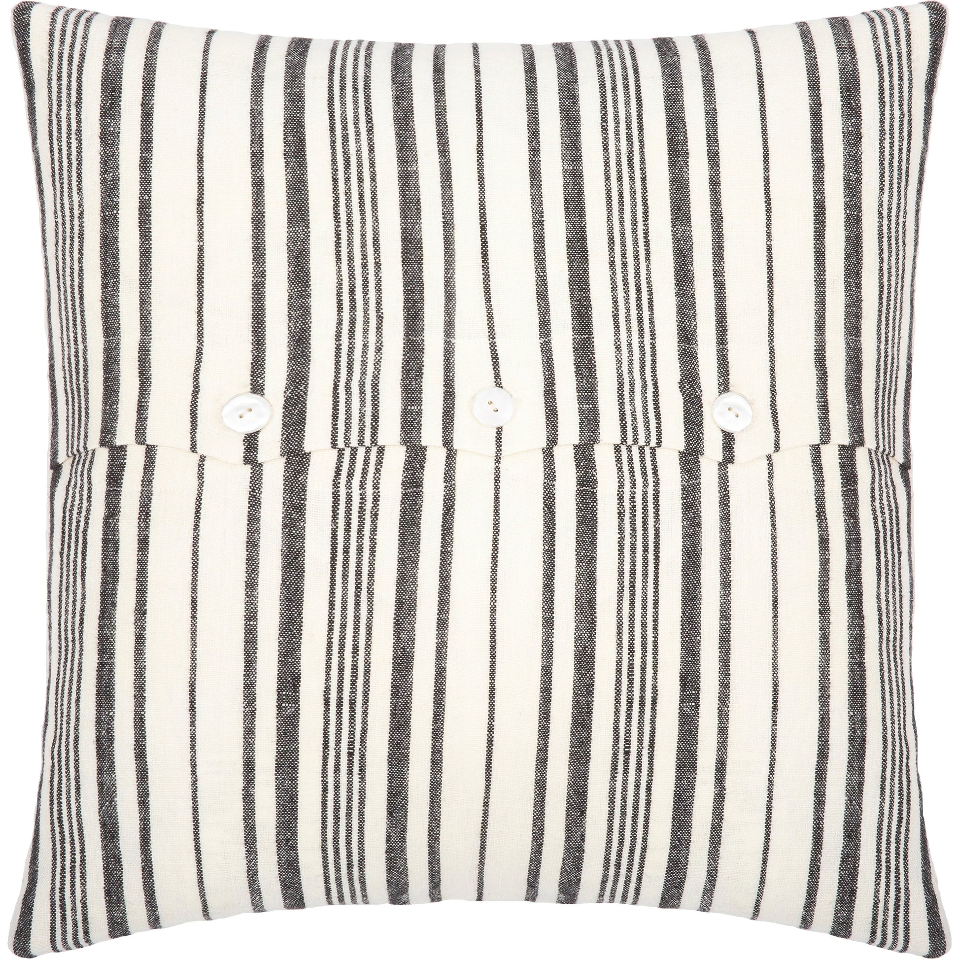 Linen Stripe Buttoned Pillow - 28950 by Surya in cream, black. Made from 100% linen in a unique style.