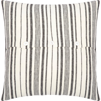 Linen Stripe Buttoned Pillow - 28950 by Surya in cream, black. Made from 100% linen in a unique style.