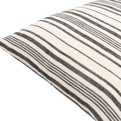 Linen Stripe Buttoned Pillow - 28950 by Surya in cream, black. Made from 100% linen in a unique style.