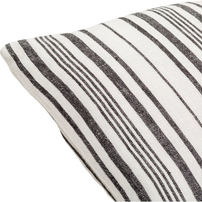 Linen Stripe Buttoned Pillow - 28950 by Surya in cream, black. Made from 100% linen in a unique style.