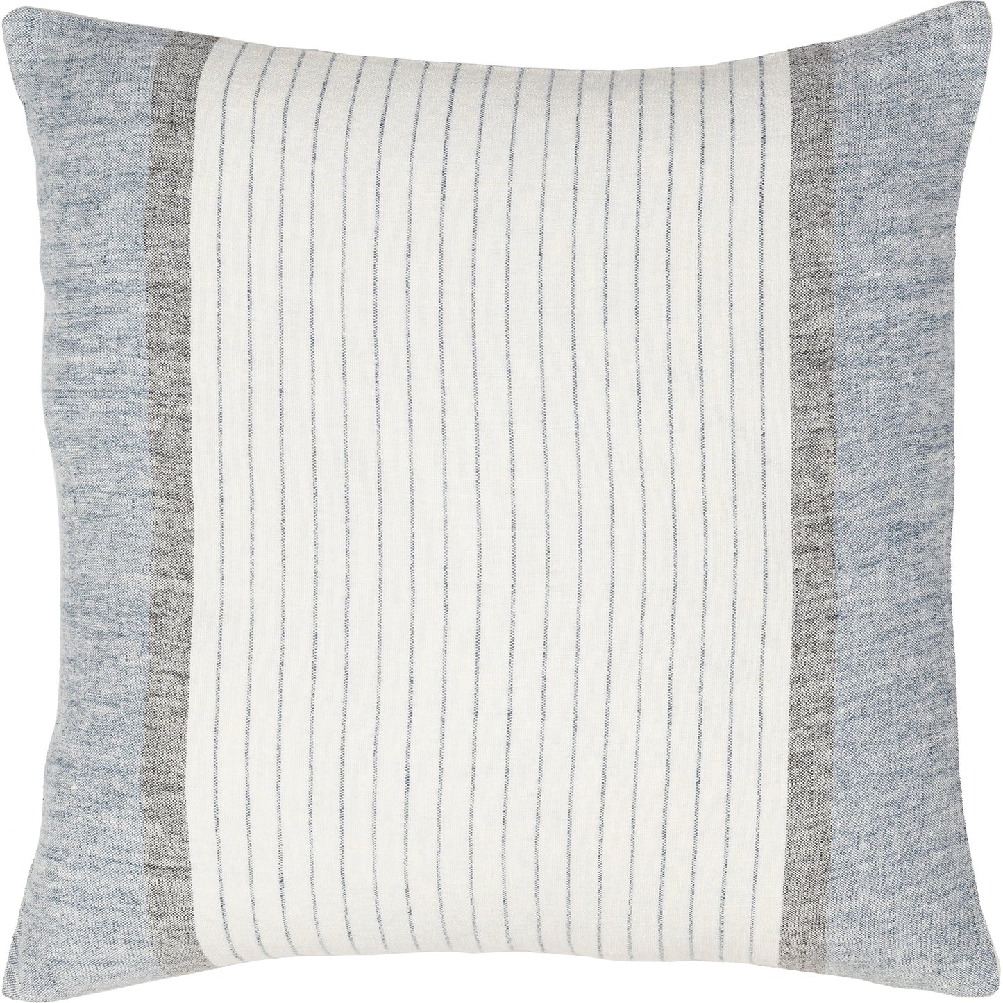 002 SI-1885251,SI-1885252 | Primary Silo | Linen Stripe Buttoned Pillow - 33000 by Livabliss in cream, blue. Made from 100% linen in a cottage & farmhouse style.