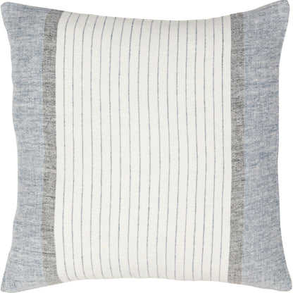 Linen Stripe Buttoned Pillow - 33000 by Livabliss in cream, blue. Made from 100% linen in a cottage & farmhouse style.