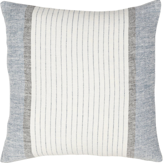 Linen Stripe Buttoned Pillow - 33000 by Livabliss in cream, blue. Made from 100% linen in a cottage & farmhouse style.