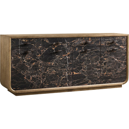 Stone Ridge Marble Credenza by Jonathan Charles in tully light acacia. Made from acacia in a modern style.