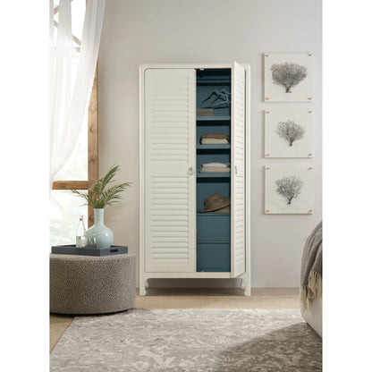 Serenity Cape May Wardrobe by Hooker Furniture in shell, champagne. Made from maple veneers in a modern style.