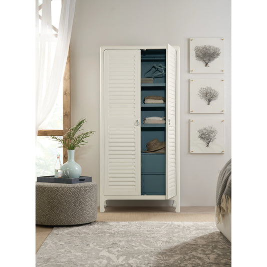 Serenity Cape May Wardrobe by Hooker Furniture in shell, champagne. Made from maple veneers in a modern style.