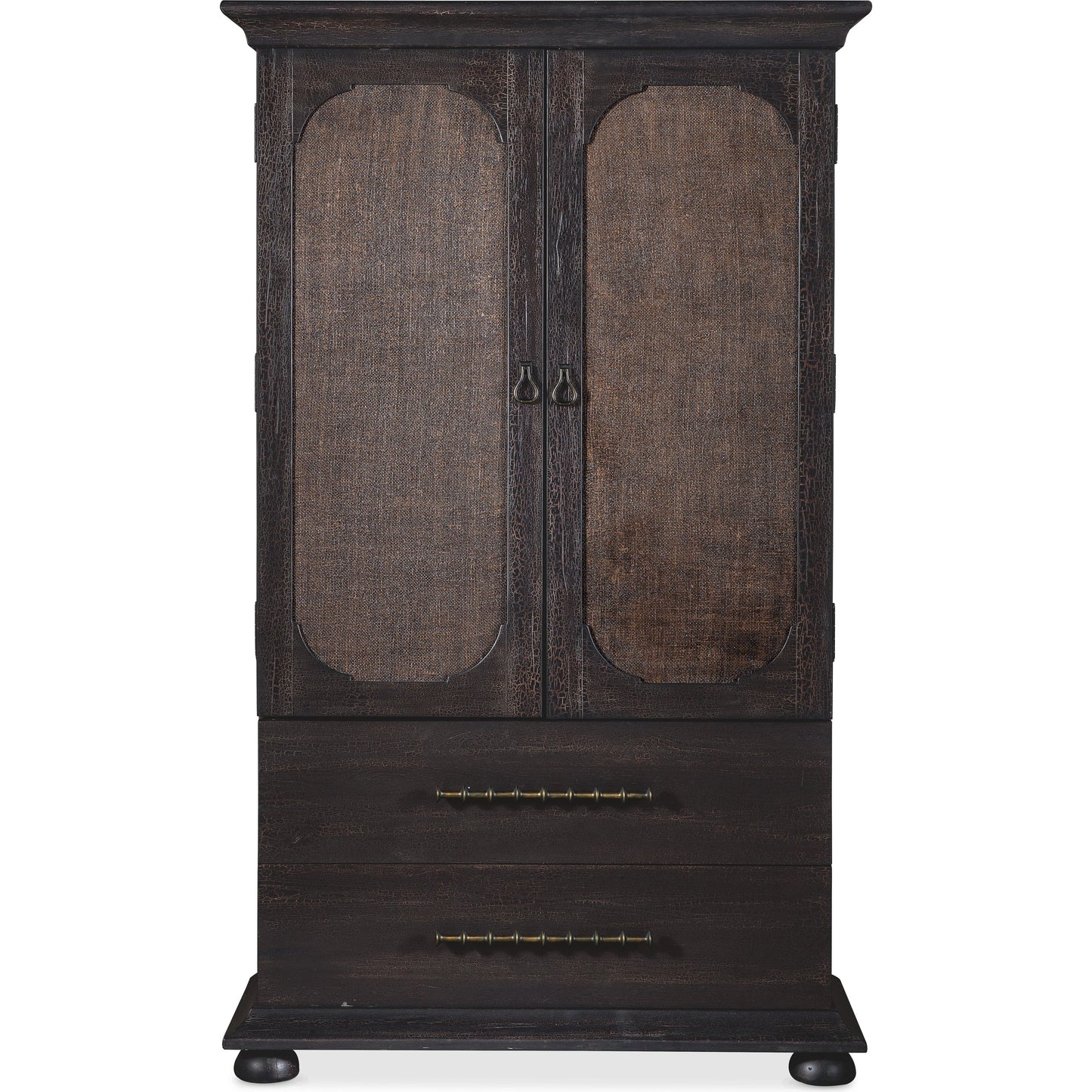 006 SI-1959528 | Additional Silo | Big Sky Small Wardrobe by Hooker Furniture in charred timber. Made from pecky hickory veneers, burlap in a traditional style.