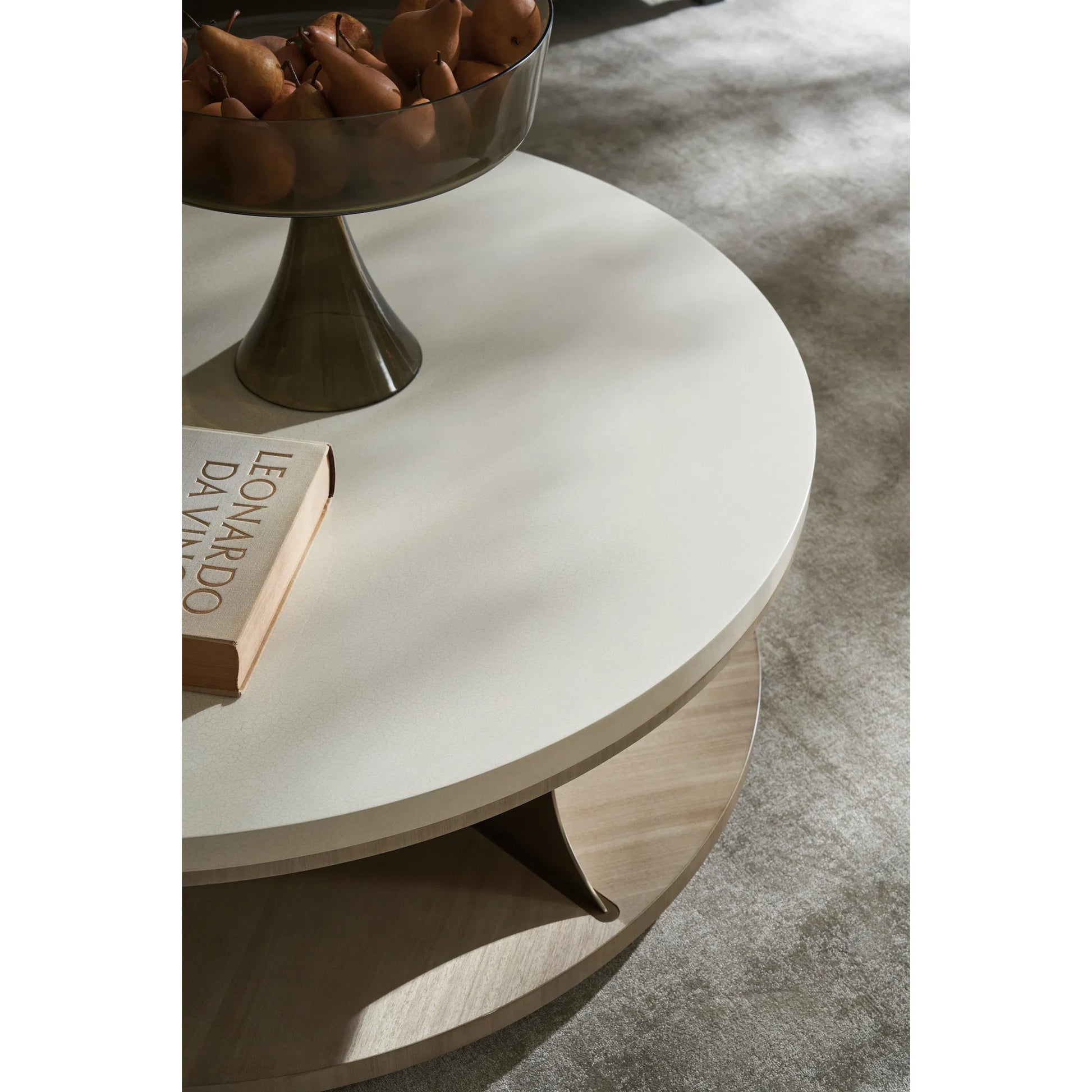 Braces Cocktail Table by Caracole in ivory, gold and ivory craze, dry martini, brushed gold. Made from poplar, koto in a transitional style.