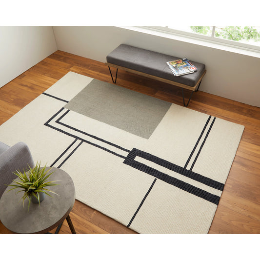 Maguire Transitional Rug - 8899F by Feizy in ivory, gray, black. Made from wool, nylon in a unique style.