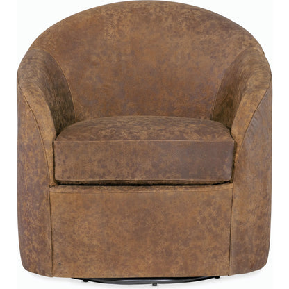 Remi Swivel Chair by Hooker Furniture in brown. Made from leather in a modern style.