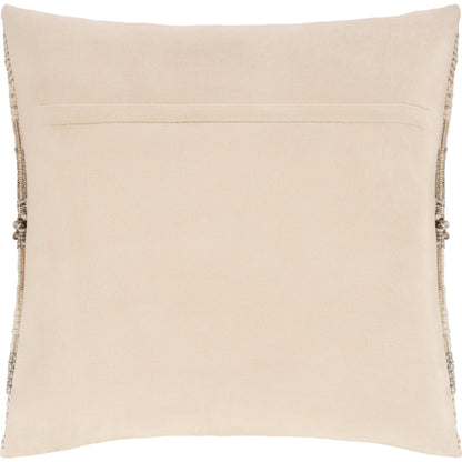Lorens Pillow - 36762 by Livabliss in cream, medium gray, white, ivory, camel. Made from 53% wool, 28% viscose, 10% jute, 9% cotton, 100% cotton in a modern style.