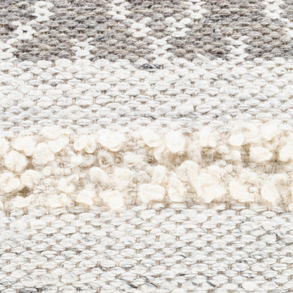 Lorens Pillow - 32822 by Livabliss in cream, taupe, white, medium gray, silver gray. Made from 40% wool, 20% cotton, 20% linen, 20% viscose, 100% cotton in a modern style.
