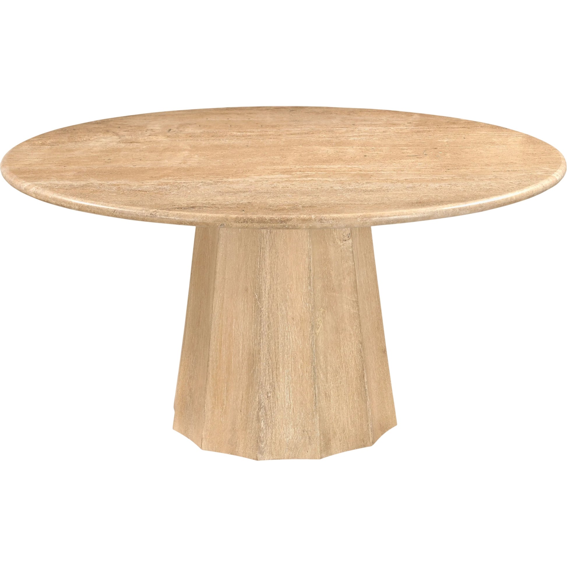 Linus 47" Dining Table by Surya in cream, wheat. Made from travertine, mango wood in a transitional style.