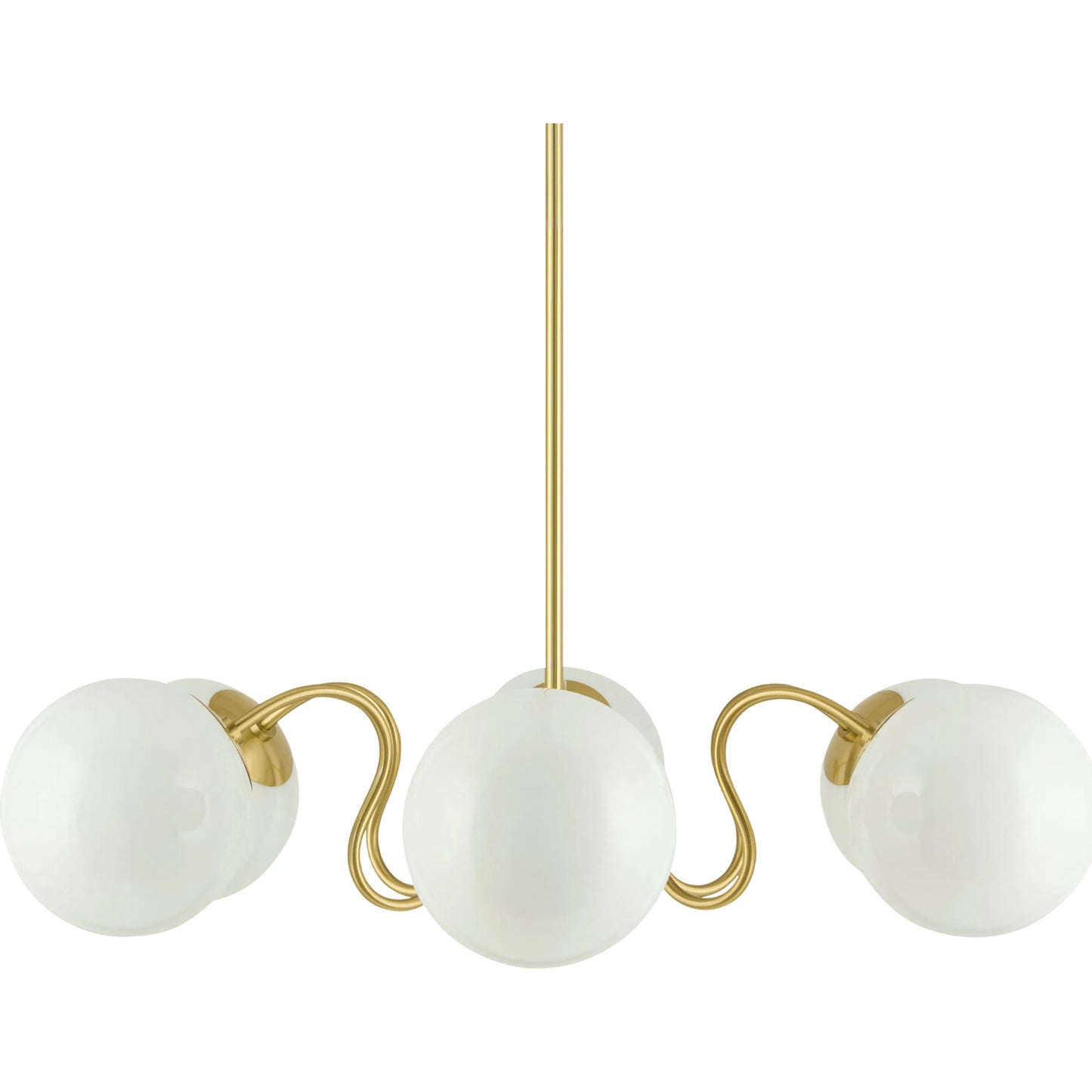 001 SI-2460031 | Primary Silo | Lunavia 6-Light Pendant by Surya in metallic brass, white, translucent. Made from iron, glass in a transitional style.