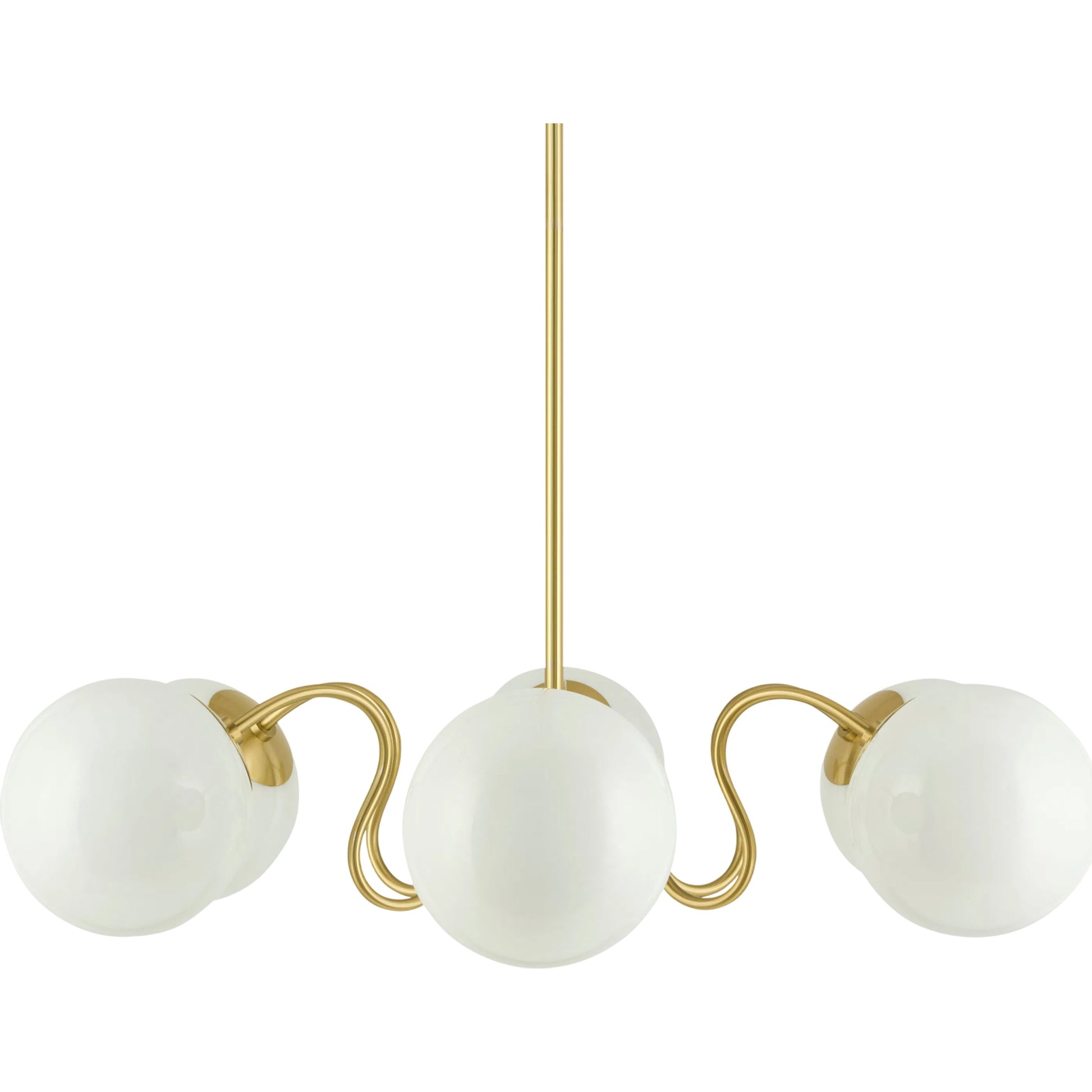 Lunavia 6-Light Pendant by Surya in metallic brass, white, translucent. Made from iron, glass in a transitional style.