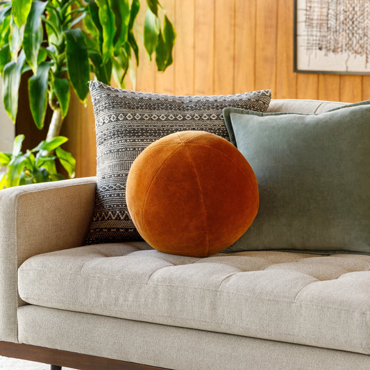 Bola Pillow - 34676 by Surya. Made from front: 100% cotton, back: 100% cotton, fill: polyester, polyfill in a modern style.