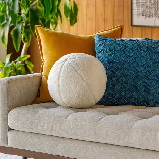Bola Pillow - 33994 by Surya in light silver, ivory. Made from front: 100% polyester, back: 100% polyester, fill: polyester, polyfill in a modern style.