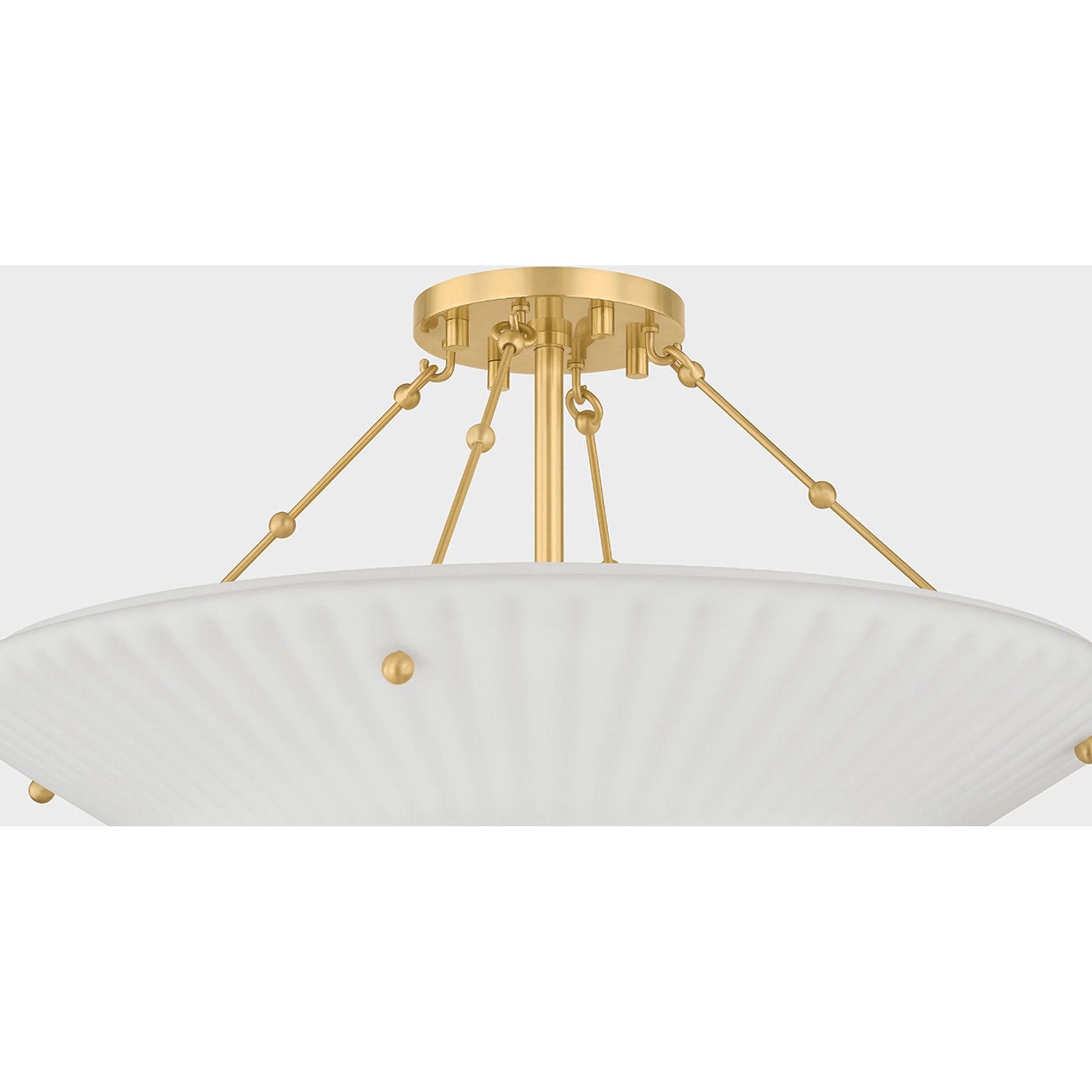 Loburn Semi Flush by Hudson Valley in aged brass. Made from steel in a modern style.