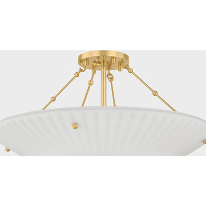 Loburn Semi Flush by Hudson Valley in aged brass. Made from steel in a modern style.