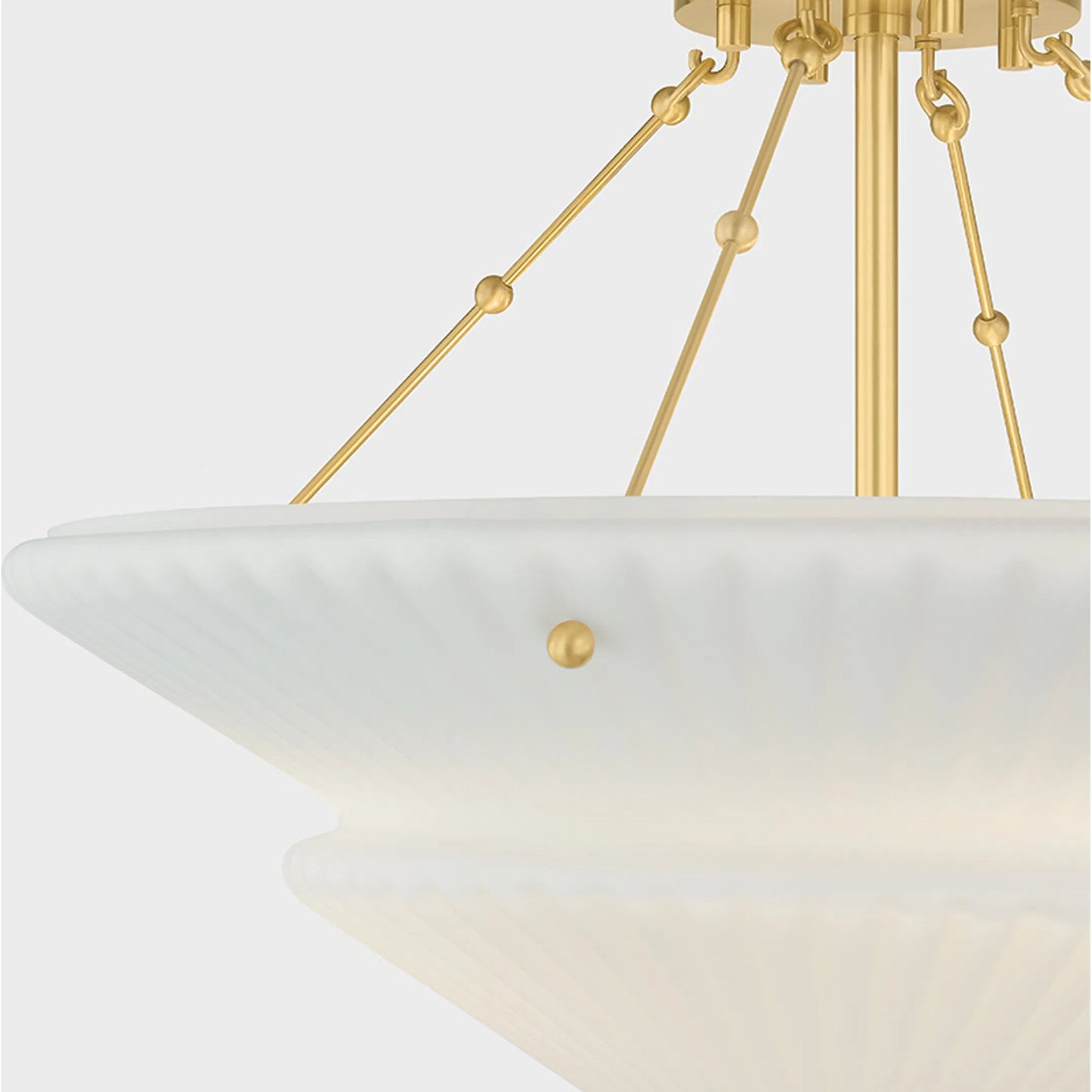 003 SI-2374359 | Closeup | Loburn Semi Flush by Hudson Valley in aged brass. Made from steel in a modern style.