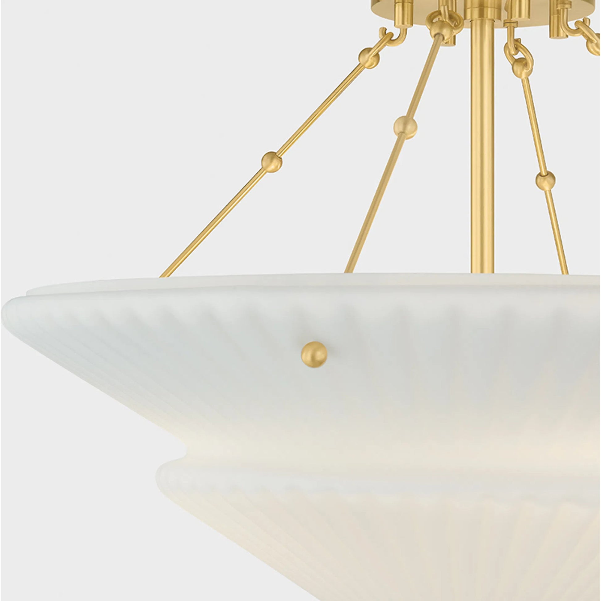 Loburn Semi Flush by Hudson Valley in aged brass. Made from steel in a modern style.