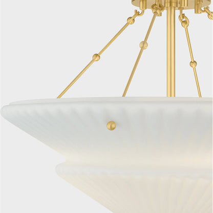 Loburn Semi Flush by Hudson Valley in aged brass. Made from steel in a modern style.