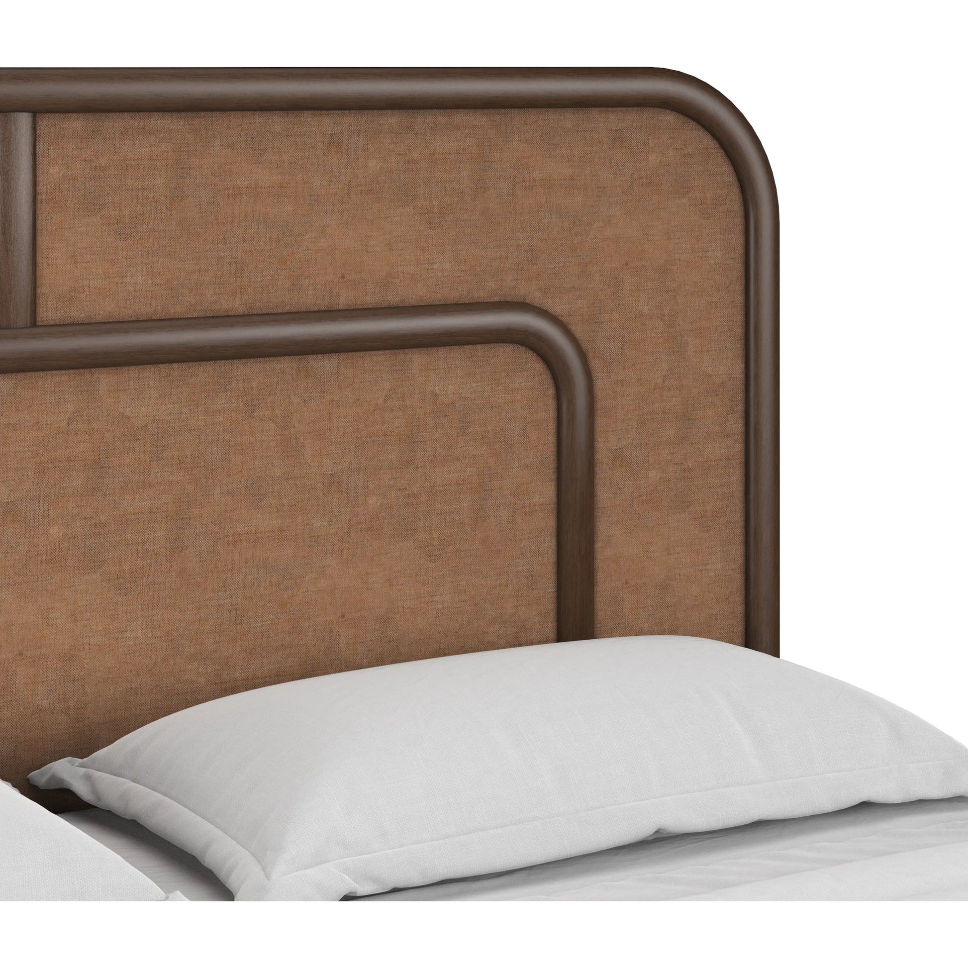 Verge Woven Bed by A.R.T. Furniture in handcrated walnut. Made from poplar solids, flat cut walnut veneers in a traditional style.