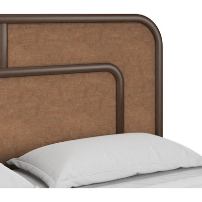 Verge Woven Bed by A.R.T. Furniture in handcrated walnut. Made from poplar solids, flat cut walnut veneers in a traditional style.
