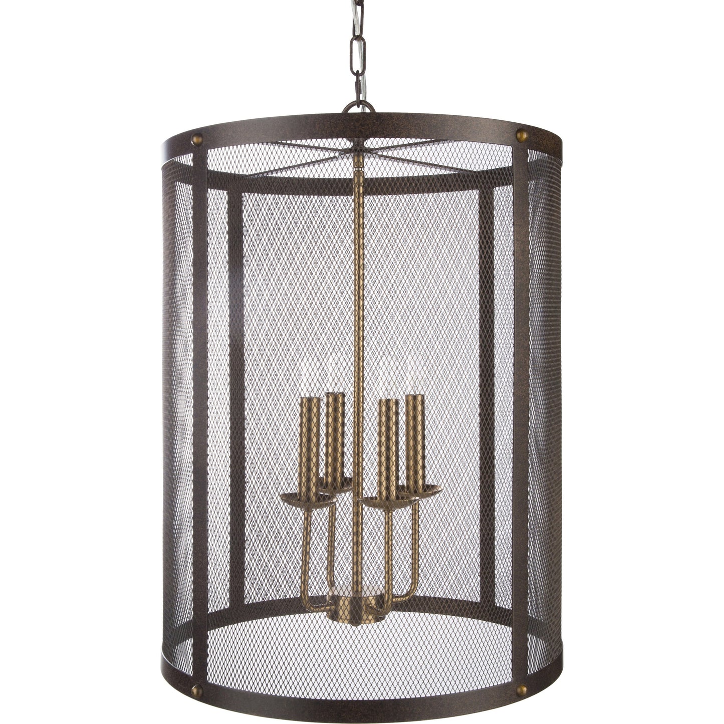 001 S-347277 | Primary Silo | Lombard Ceiling Light - 22230 by Surya in translucent, metallic bronze, metallic brass and oil rubbed bronze. Made from metal, metal mesh in a transitional style.