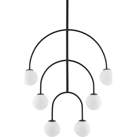 Laon Chandelier by Surya in black, white. Made from iron, glass in a unique style.