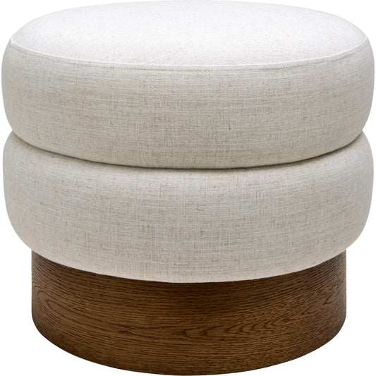 Lona Ottoman by Surya. Made from polyester, linen, ash wood veneer, foam in a transitional style.