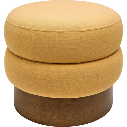 Lona Ottoman by Surya. Made from polyester, linen, ash wood veneer, foam in a transitional style.