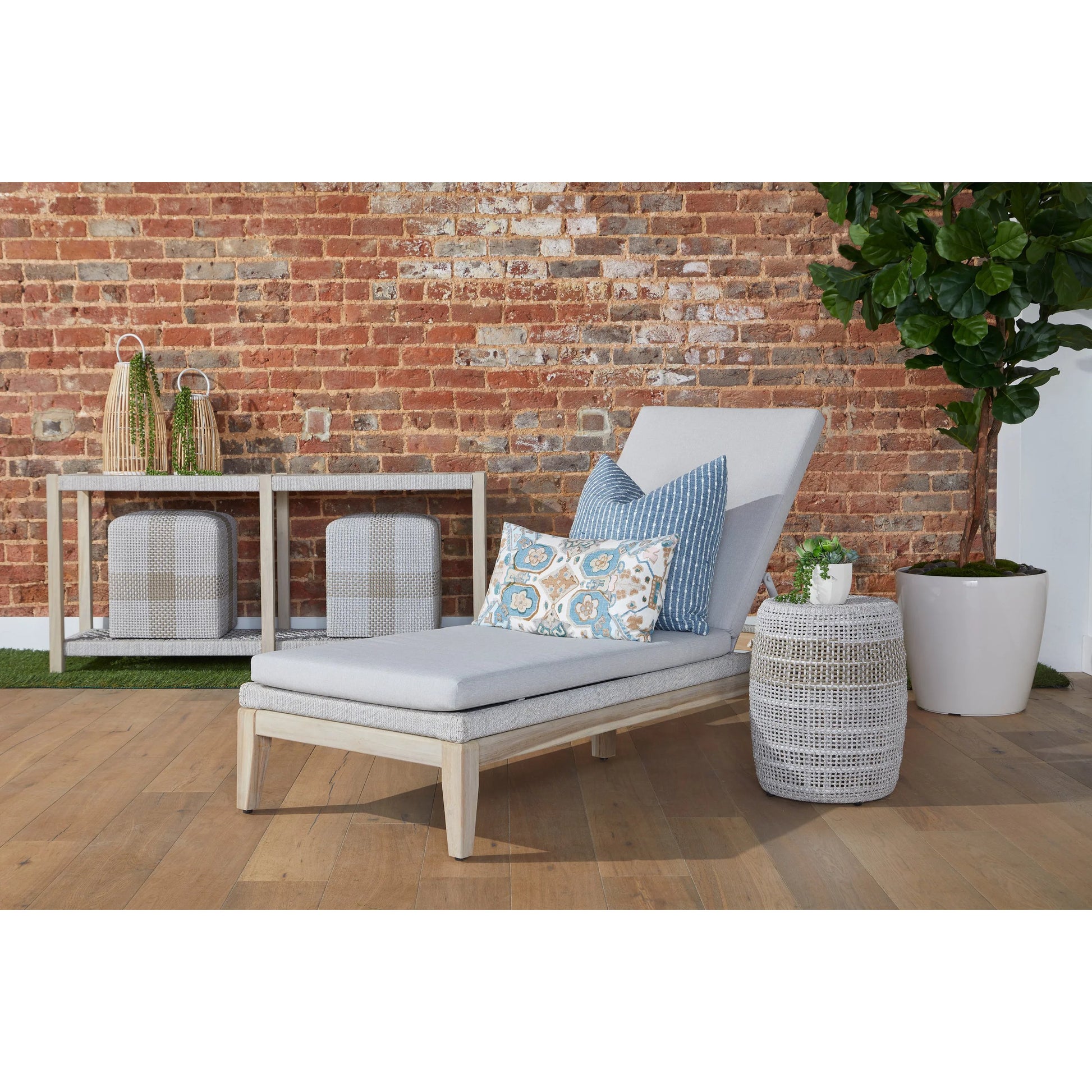 Loom Accent Table by Essentials For Living. Made from aluminum, 100% olefin rope in a coastal style.