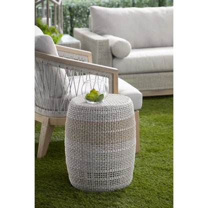 Loom Accent Table by Essentials For Living. Made from aluminum, 100% olefin rope in a coastal style.