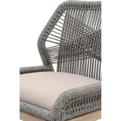 Loom Barstool by Essentials For Living in taupe, white flat rope, natural gray mahogany, pumice fabric. Made from solid mahogany, 100% olefin rope, 100% olefin fabric in a coastal style.