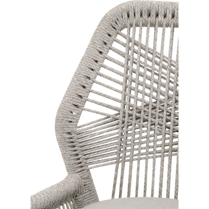 Loom Barstool by Essentials For Living in taupe, white flat rope, natural gray mahogany, pumice fabric. Made from solid mahogany, 100% olefin rope, 100% olefin fabric in a coastal style.